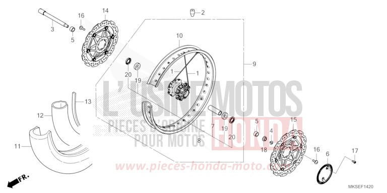 VORDERRAD (1) von Africa Twin DCT MAT BALLISTIC BLACK METALLIC (NHA86) von 2021